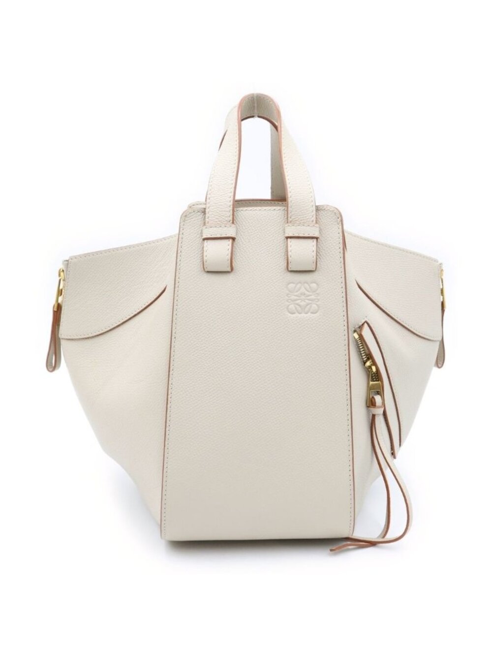 Loewe Hammock Medium 2-Way Shoulder Bag Ivory Off White Leather Gold